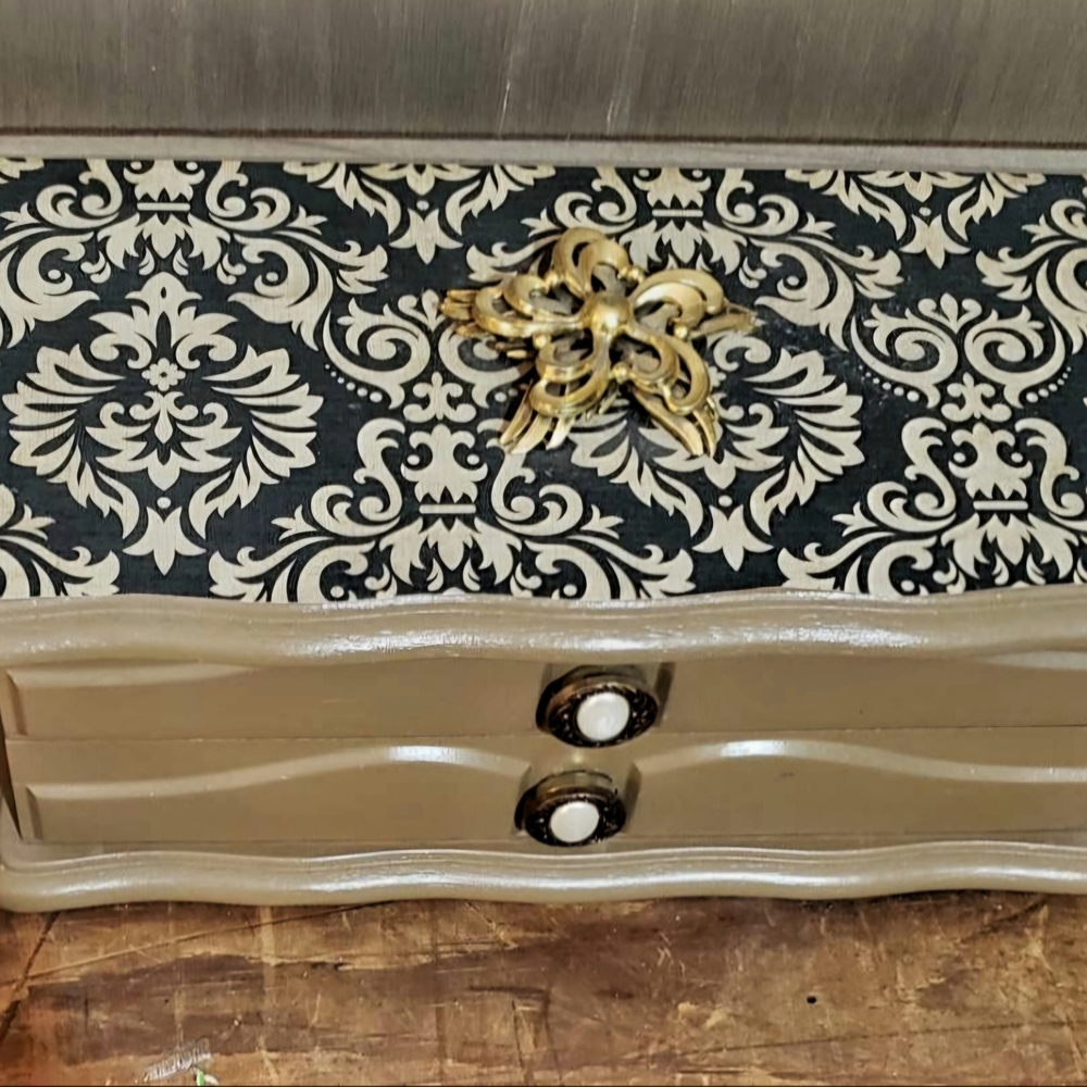 Elegant Black and Cream Storage Box~ Jewelry Box